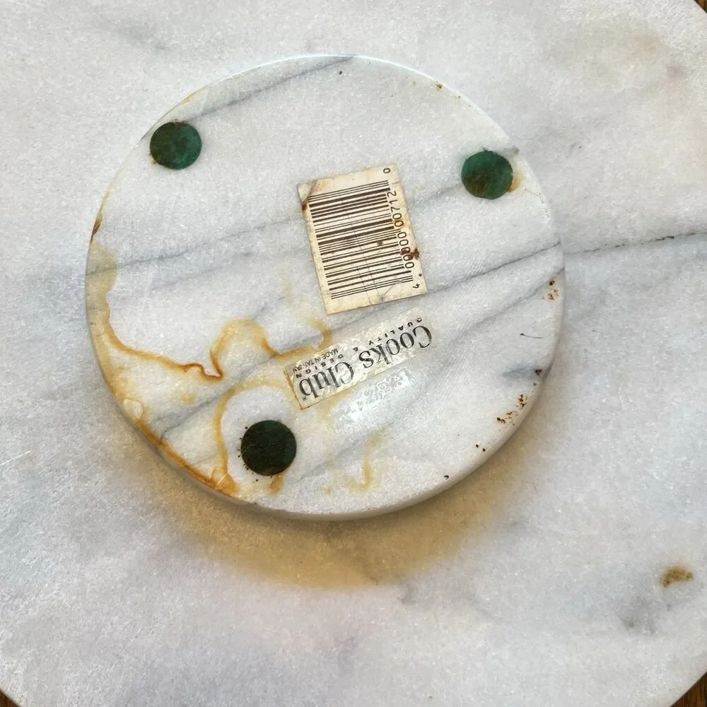 Gray White Marble Tabletop Felt Base Lazy Susan 12